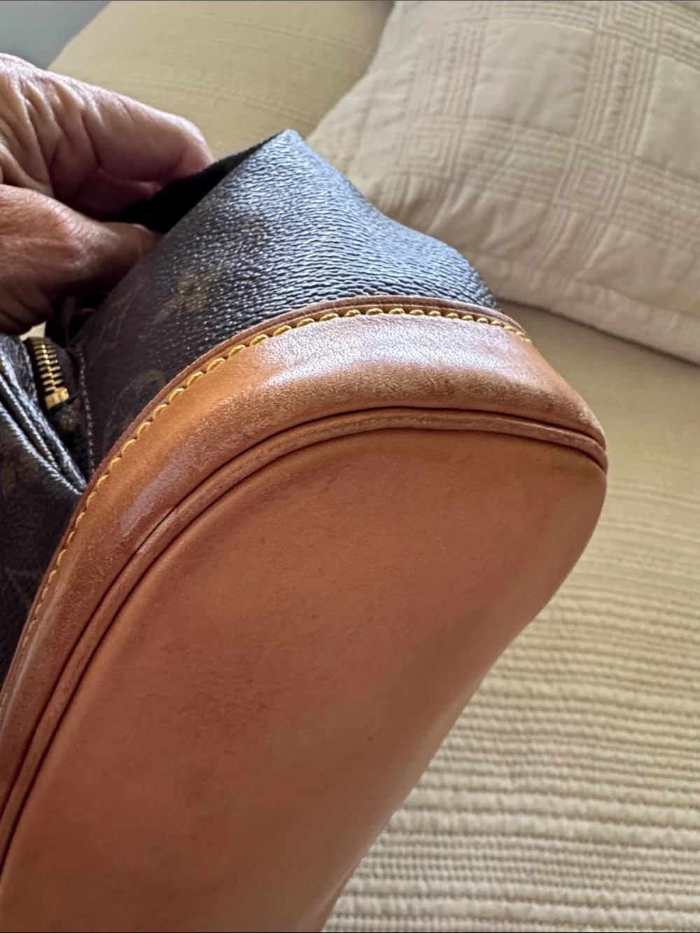 Louis Vuitton Monogram Drawstring Mini Backpack in Brown and Tan Leather Trim